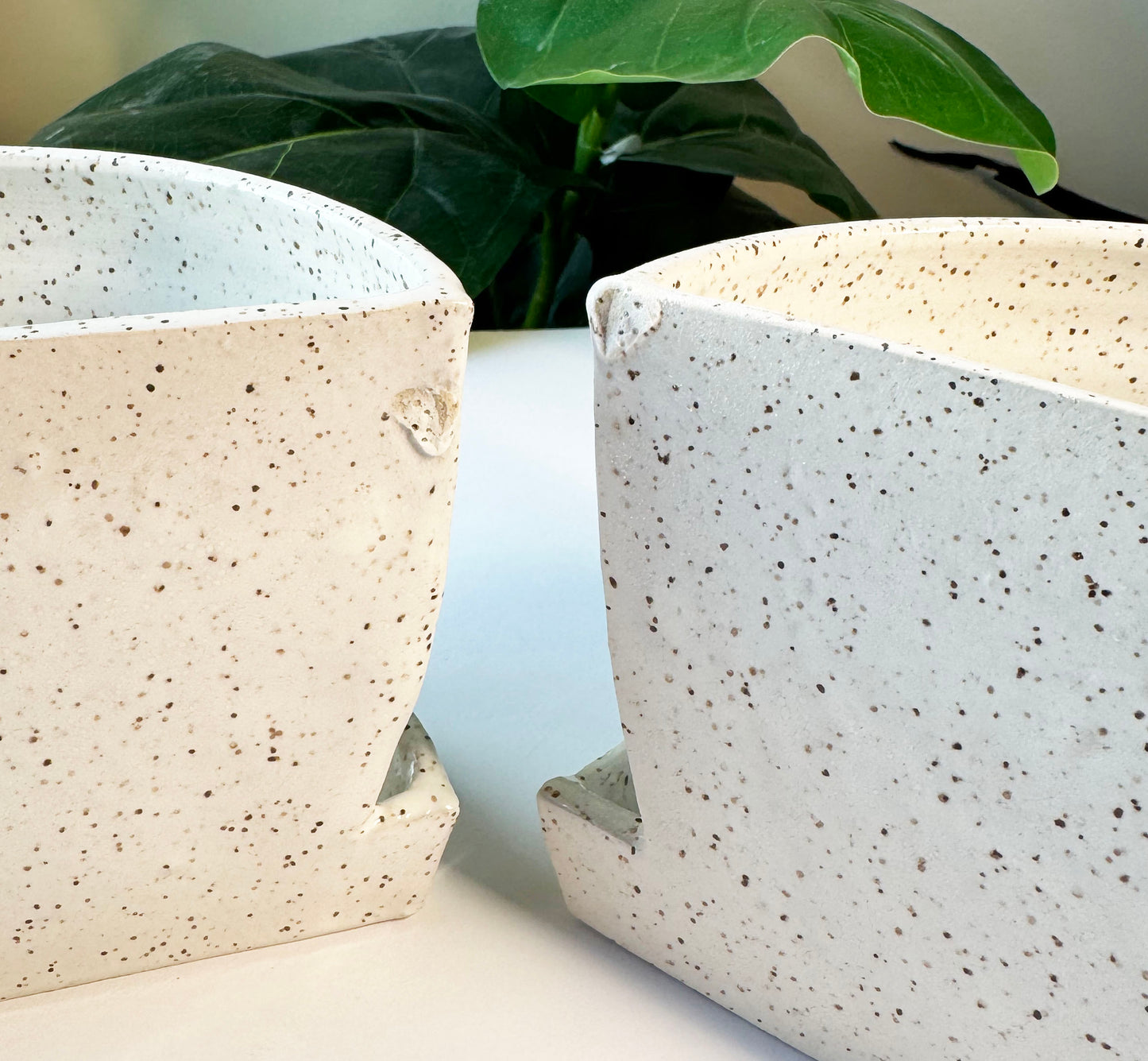 Slightly Flawed White Bookend Planters