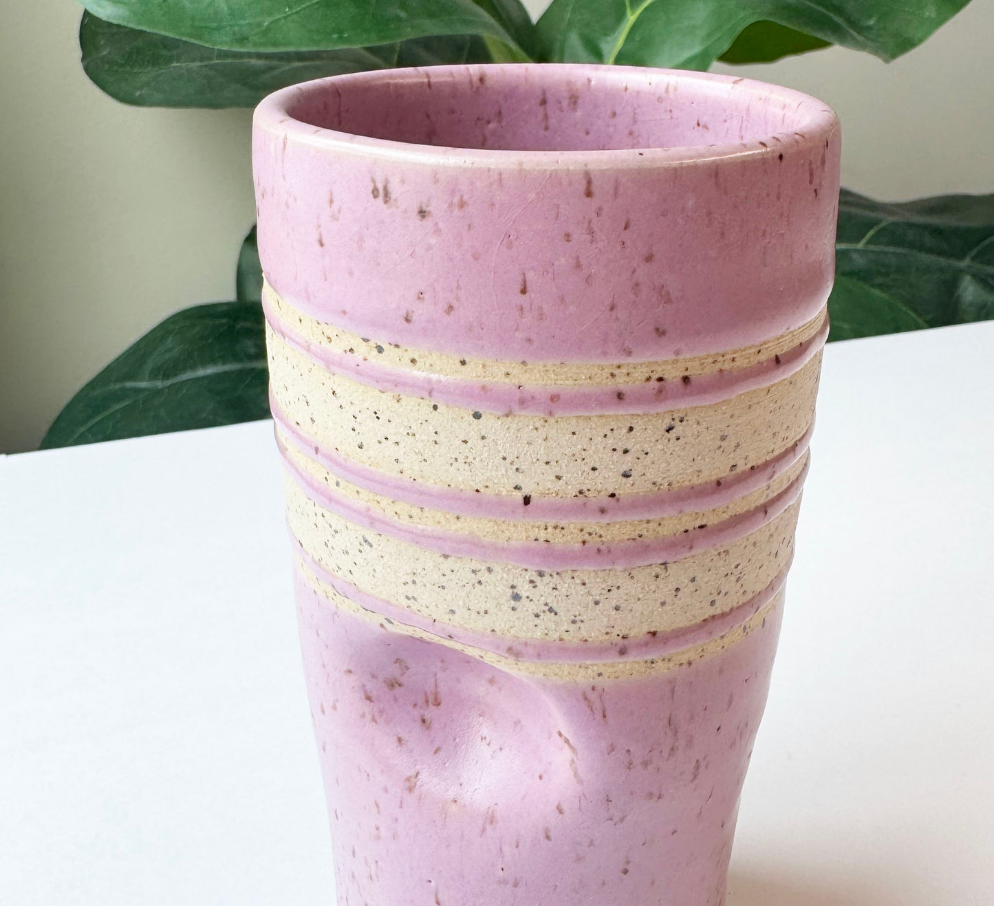 Purple Stripe Thumb Cup