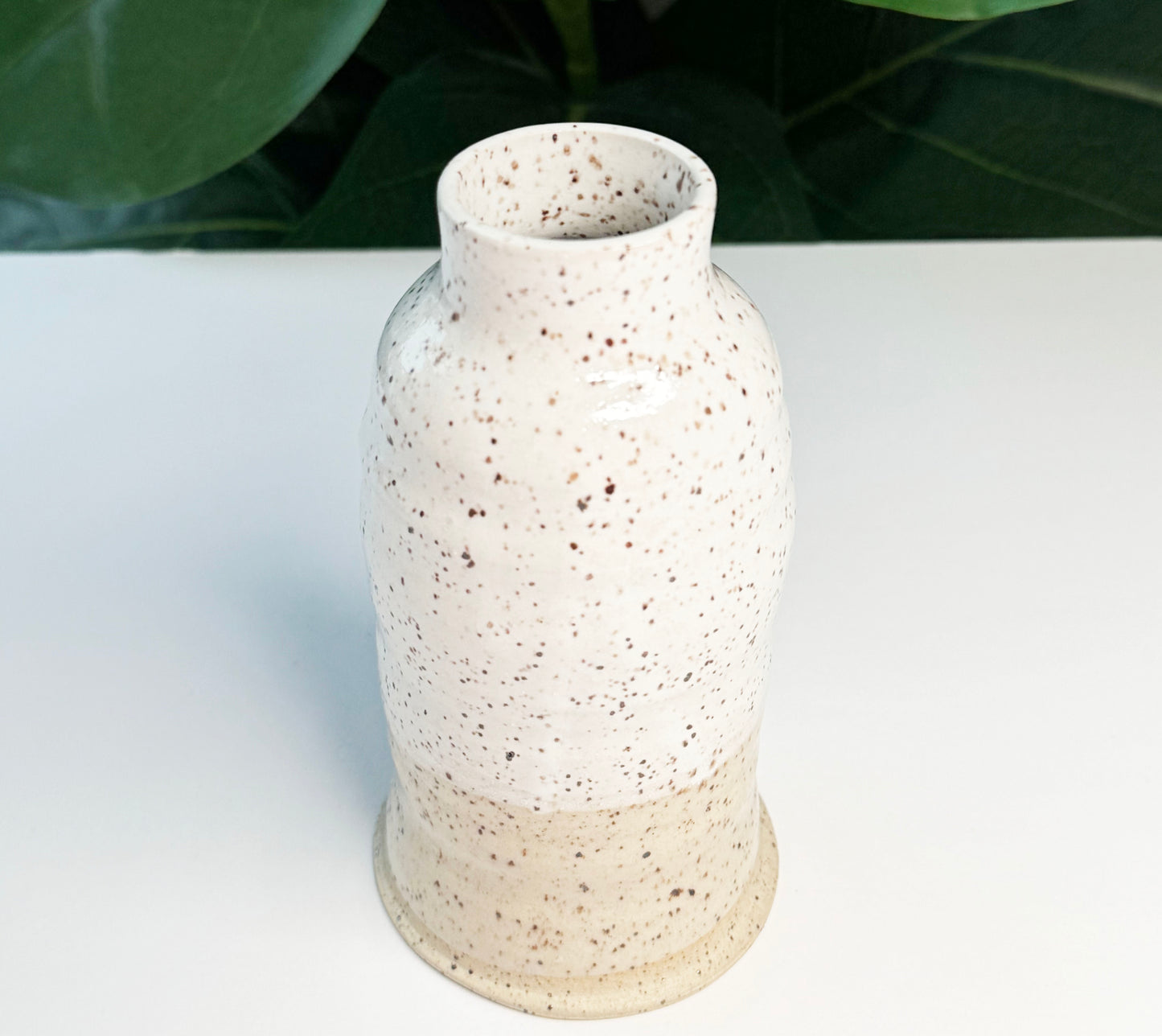 White on Tan Vase