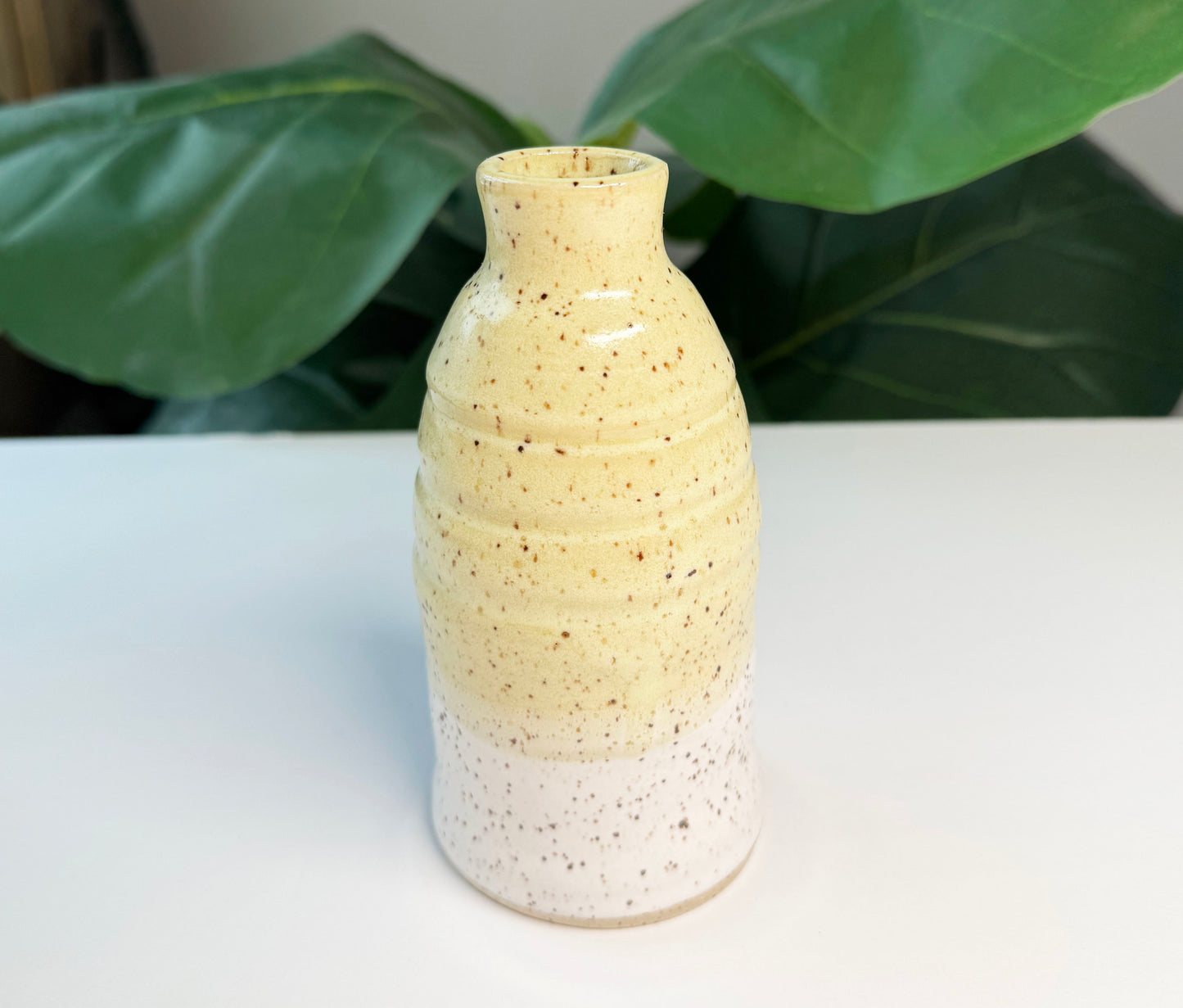 Butter Yellow on White Vase