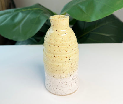 Butter Yellow on White Vase