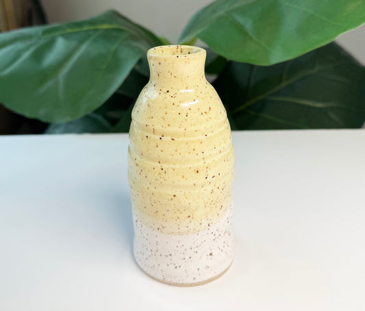 Butter Yellow on White Vase